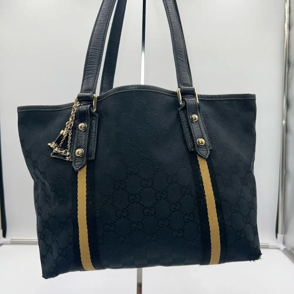Gucci Vintage Jolicoeur GG Monogram Canvas Medium Tote Black